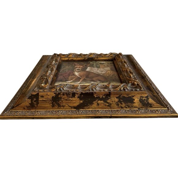 Pampered Chihuahua Dog Print NY Artist Elaine Vollherbst Matted Ornate Frame 13" - Picture 4 of 13